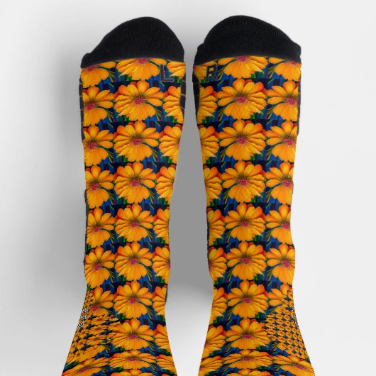Lachs Rosa Blumenmuster Socken (Oben)