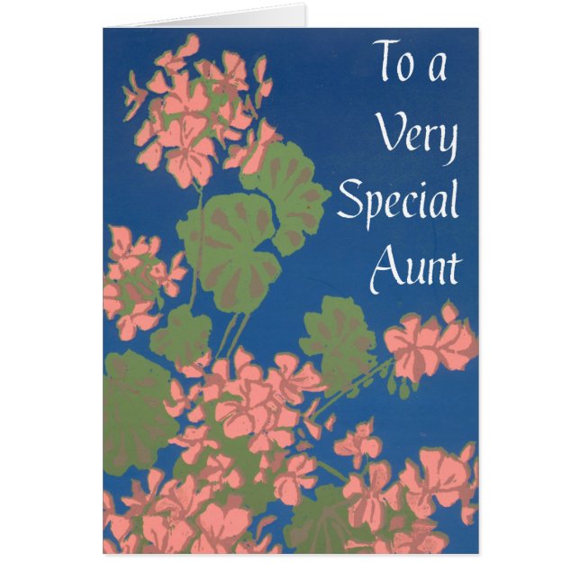 Lachs Rosa Geranias auf Deep Blue, Sondertante (Vorne)