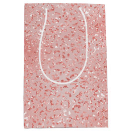 Lachs Rosa Glitzer Leopard Print Mittlere Geschenktüte