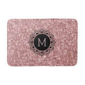 Lachs Rosa Glitzer, Verzierter Kreis, Monogramm Badematte (Vorderseite)