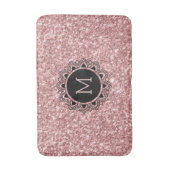 Lachs Rosa Glitzer, Verzierter Kreis, Monogramm Badematte (Vorderseite Vertikal)