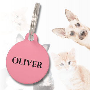 Lachs Rosa Minimalistischer Katzen Name Anschrift Haustiermarke