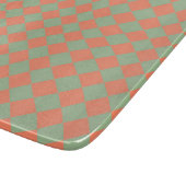 Lachs Rosa Olive Green Schachbrett Diamant Muster Schneidebrett (Ecke)