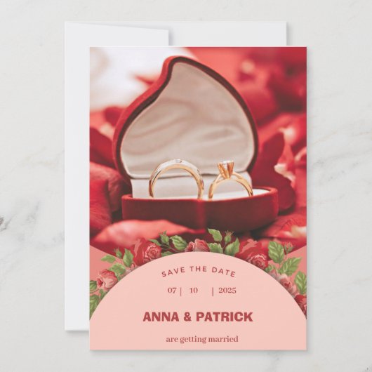 Lachs Rosa Rosen Rahmen Hochzeit Einladung (Vorderseite)