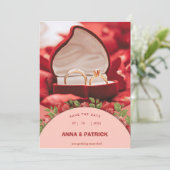 Lachs Rosa Rosen Rahmen Hochzeit Einladung (Stehend Vorderseite)