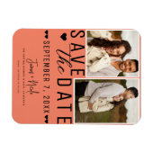 Lachs Rosa Save the Date 2 Foto Hochzeit Magnet (Horizontal)