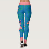 Lachs rosa und blau mit gemischten Farben Leggings (Rückseite)