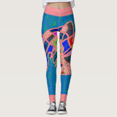 Lachs rosa und blau mit gemischten Farben Leggings (Vorderseite)