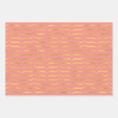 Lachs Rosa und Gold Geschenkpapier Set (Vorderseite)
