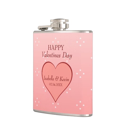 Lachs Rosa und Rotes Herz Flachmann (Links)