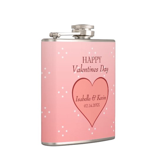 Lachs Rosa und Rotes Herz Flachmann (Rechts)