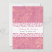 Lachs Rosa weiße Spitze formelle Hochzeitseinladun Einladung (Vorderseite)