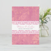 Lachs Rosa weiße Spitze formelle Hochzeitseinladun Einladung (Stehend Vorderseite)