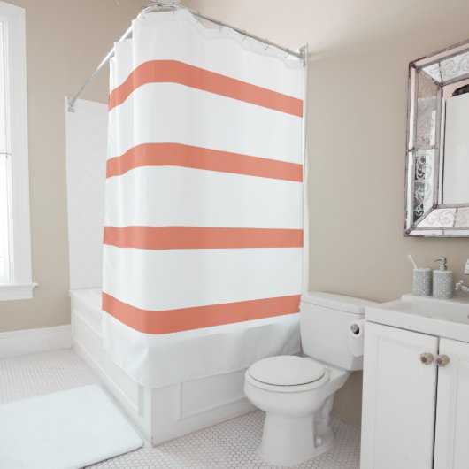 Lachs-Rot- und Weißstreifen-Büro Duschvorhang (Beispiel)