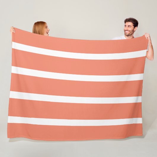 Lachs-Rot- und Weißstreifen-Büro Fleecedecke (Beispiel)