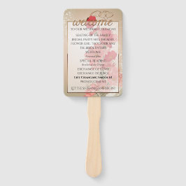 Lachs & Rote Blume/Goldtrimmung Fächer