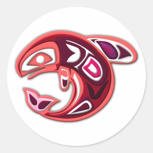 Lachs salmon runder aufkleber (Vorderseite)
