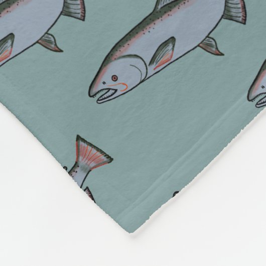 Lachs Schwimmen Muster PNW Fischen Gemütlich Fleecedecke (Ecke)