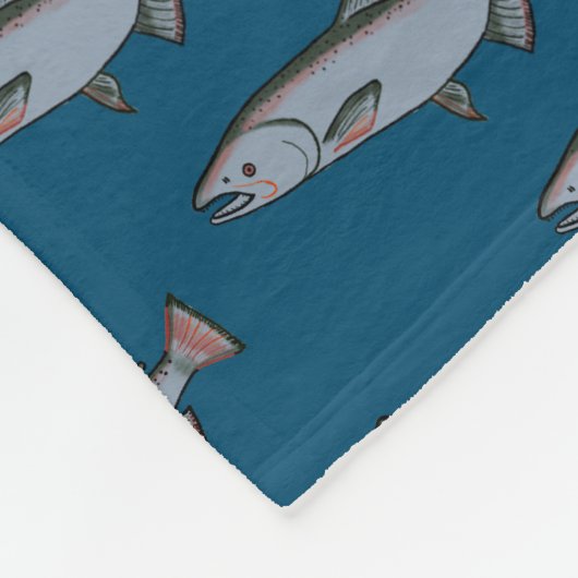 Lachs Schwimmen Muster PNW Fischen Gemütlich Fleecedecke (Ecke)