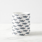 Lachs Schwimmen Muster PNW Fischfang Fluss Kaffeetasse (Mittel)