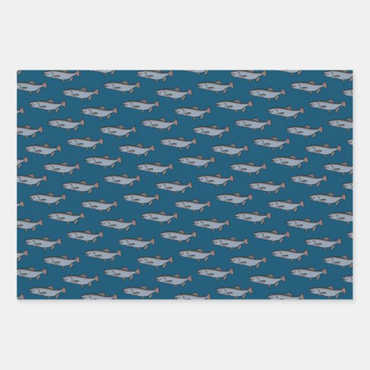 Lachs Schwimmmuster PNW Fischen Geschenkwrake Geschenkpapier Set (Vorderseite 3)