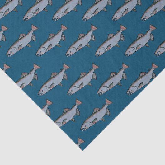 Lachs Schwimmmuster PNW Fischen Geschenkwrake Seidenpapier (Detail)