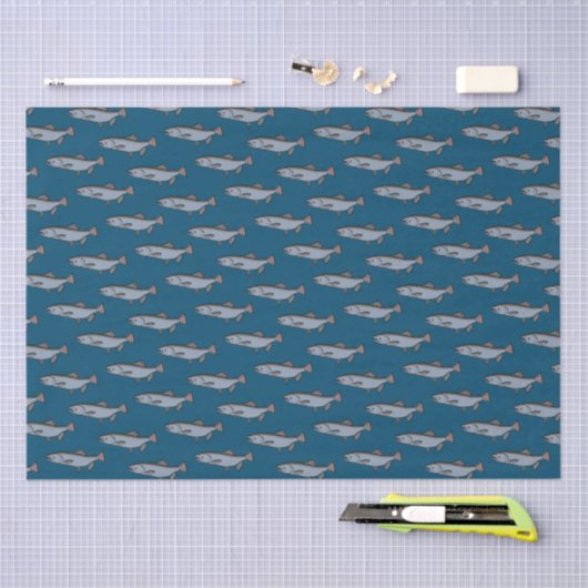 Lachs Schwimmmuster PNW Fischen Geschenkwrake Seidenpapier (Handwerk)