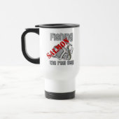 Lachs: Shirt für den Angelsport Reisebecher (Links)