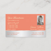 Lachs Silver Decke Niedliche Rose Blume mit Foto Visitenkarte (Rückseite)