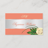 Lachs Silver Decke Niedliche Rose Blume mit Initia Visitenkarte (Vorderseite)