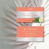 Lachs Silver Decke Niedliche Rose Blume mit Initia Visitenkarte