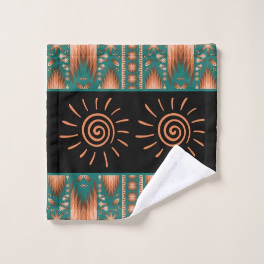 Lachs Southwestern Kokopelli Badetuch Set (Waschlappen)