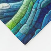 Lachs Springender Mosaik-Blumenmuster Blau Persona Fleecedecke (Ecke)