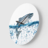 Lachs springt aus Wasser Große Wanduhr (Winkel)