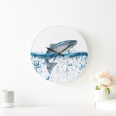 Lachs springt aus Wasser Große Wanduhr (Zuhause)