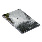 Lachs springt über Wasserfall Notizblock (Rechte Seite)