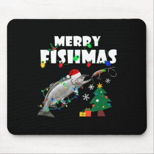 Lachs Steelhead Frohe Fischweihnachten Weihnachtsk Mousepad
