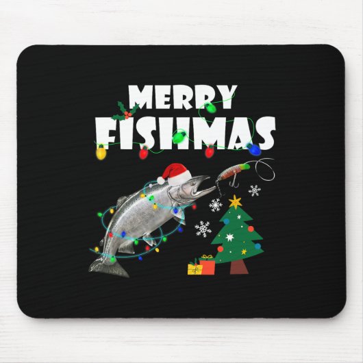 Lachs Steelhead Frohe Fischweihnachten Weihnachtsk Mousepad (Vorne)