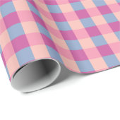 Lachs Strandschnecke Und Magenta Gingham Geschenkpapier (Rolleneckpunkt)