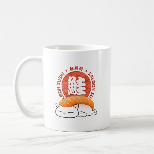 Lachs Sushi Cat Kaffeetasse (Links)