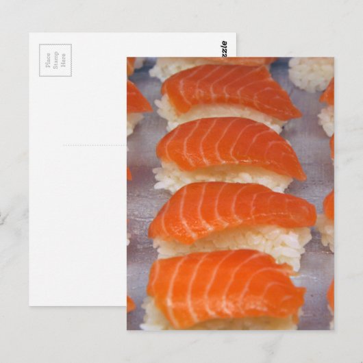 Lachs Sushi - Sashimi Postkarte (Vorne/Hinten)