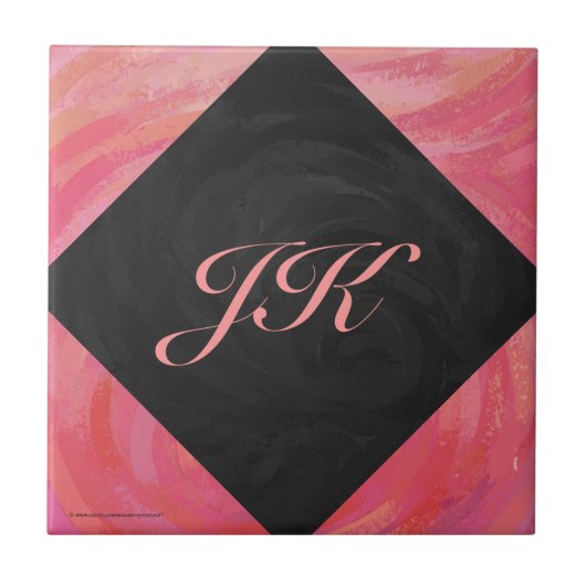 Lachs Swirl Monogramm Fliese (Vorderseite)