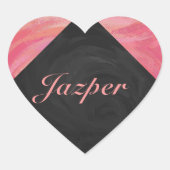 Lachs Swirl Monogramm Herz-Aufkleber (Vorderseite)