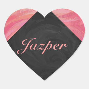 Lachs Swirl Monogramm Herz-Aufkleber