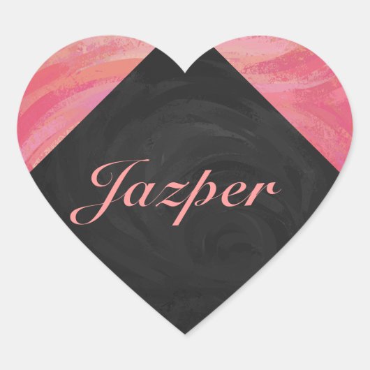 Lachs Swirl Monogramm Herz-Aufkleber (Vorderseite)