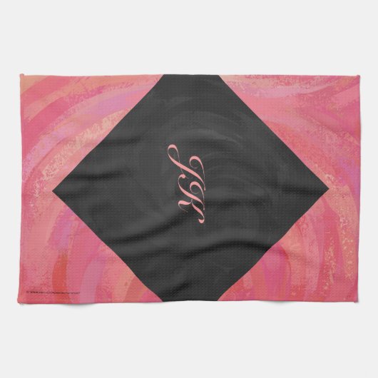 Lachs Swirl Monogramm Küchentuch (Horizontal)