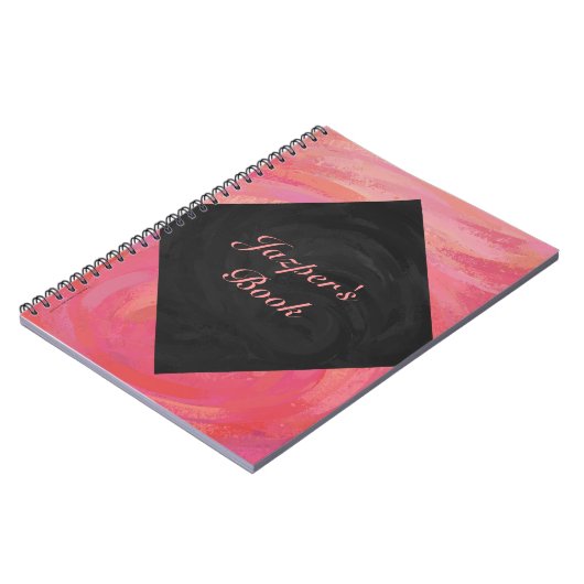 Lachs Swirl Monogramm Notizblock (Linke Seite)