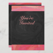 Lachs Swirl und schwarzes Party Einladung (Vorne/Hinten)