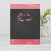 Lachs Swirl und schwarzes Party Einladung (Stehend Vorderseite)