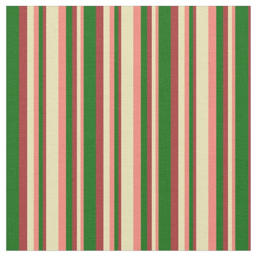 Lachs, Tan, Brown & Dark Green Pattern Stoff (Nahaufnahme)